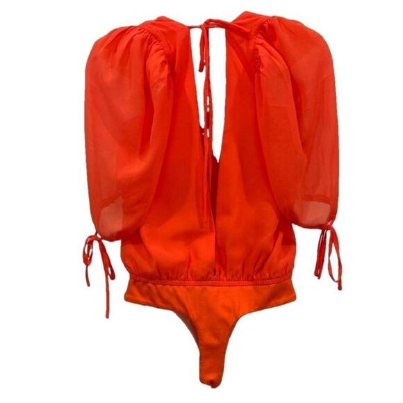NWT Lovers + Friends Pink Coral Orange Stardust Backless Bodysuit Size Large - Picture 3 of 5